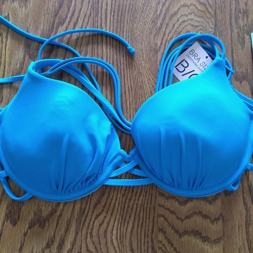 SunDazed Blue Bikini Top Size 36 B/C Cup